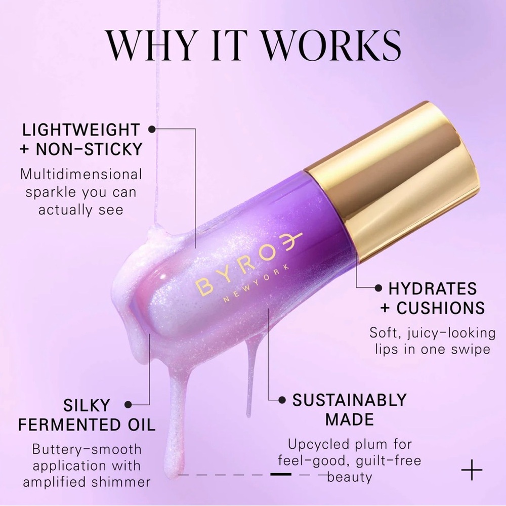 BYROE NEW YORK (SUGAR PLUM) SHIMMER LIP OIL - Picture 6 of 7
